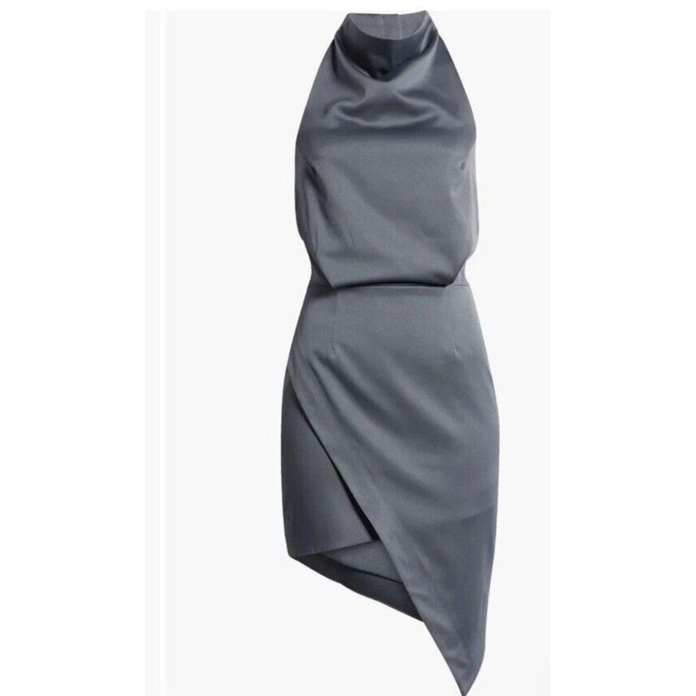 NWT‎ Elliatt Camo Blouson Halter Dress Cocktail Sz M Charcoal Gray Asymmetrical